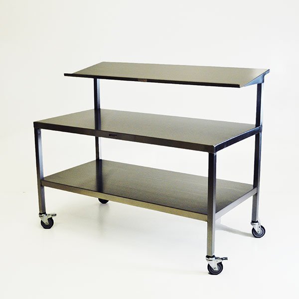 Midcentral Medical 30"D x 60"W x 34"H Stainless Steel Table with solid upper shelf MCM555